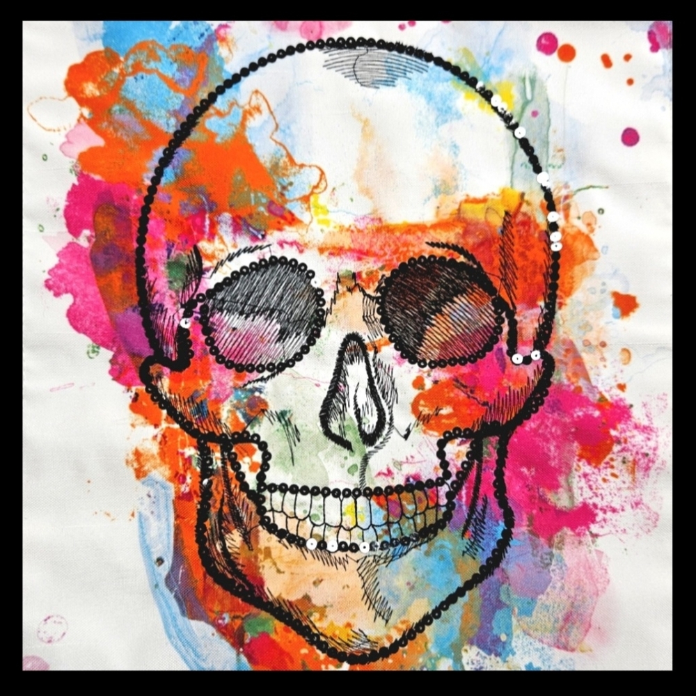 Witches Brew Sugar Skull Table Runner, Colorful 14 x 72 Halloween NWT